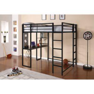 Best Bunk Beds DHP Abode Full-Size Loft Bed Metal Frame with Desk and Ladder