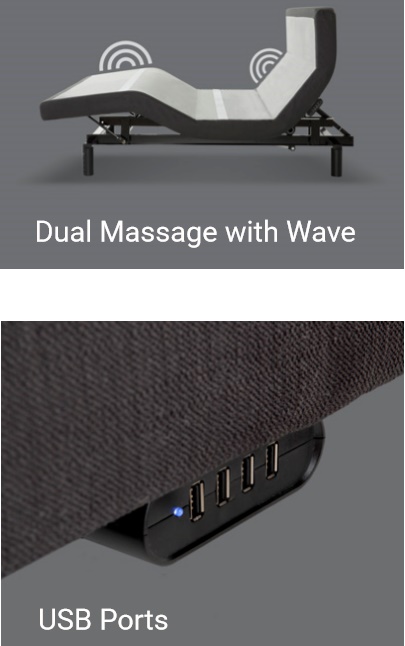 Dual Massage USB Ports Leggett & Platt Prodigy 2.0 Split Adjustable Bed