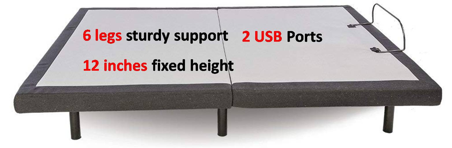 Ghostbed Adjustable Base Reviews - 6 legs & 12 inches height & 2 USB Ports