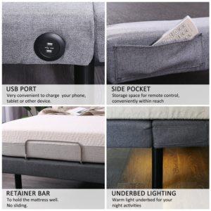 Leisuit Adjustable Bed Frame Review USB Ports Retainer Bar Underbed Lighting Remote Pocket