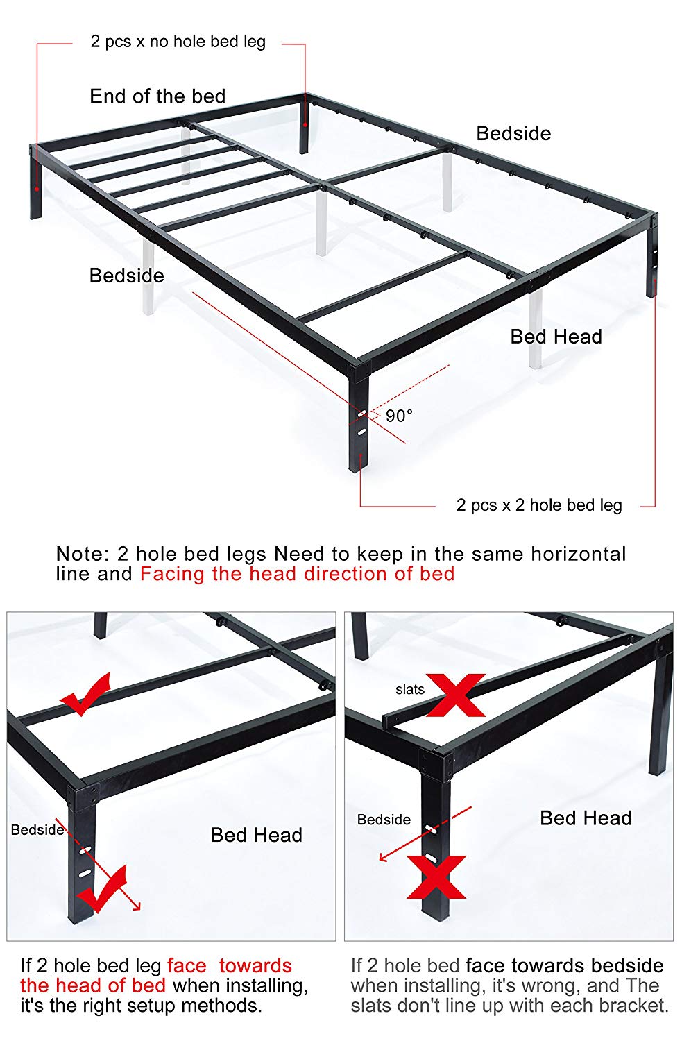 TATAGO Heavy Duty Bed Frame Review - Dimensions
